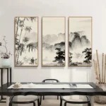Chinese Traditional Style Black and White Landscape Painting for Sofa Background Canvas Painting Wall Art Picture HomeDecoration