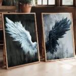 2PCS/Sets Black White Angel Wings Posters Canvas Painting Prints Abstract Vintage Wall Art for Living Room Home Decor Unframed - Image 2