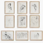 Retro Abstract Simple Black and White Pen Pencil Draw Line People Poster Canvas Paint Print Art Home Wall Decoration Frameless