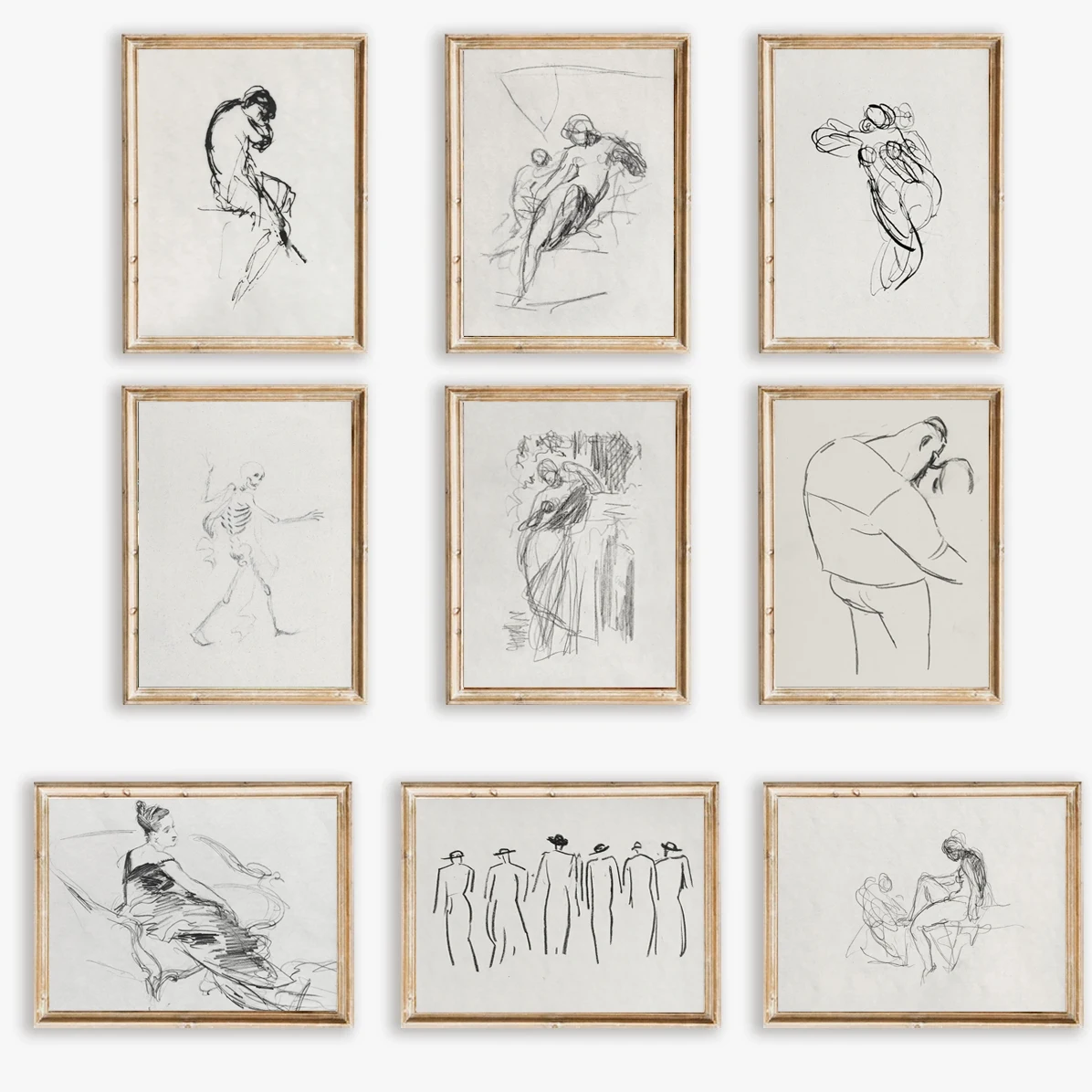 kf-S0b47d13e69bd4e06b2edf620a5cd3ffcb Retro Abstract Simple Black and White Pen Pencil Draw Line People Poster Canvas Paint Print Art Home Wall Decoration Frameless - Image 1