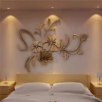 Acrylic Flower Mirror 3D Decorative Wall Stickers, Art Muralist for Bedroom TV Background Decoration