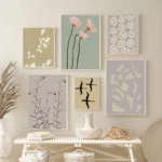 Modern Geometric Pattern Abstract Flora Aesthetics Poster Print Canvas Wall Art Picture Home Living Room Decorative Painting Set