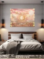 Textile Tapestry With Sun And Sky Design Mandala Tapestry Psychedelic Tapestry Room Decoration Items Pink Wall Hanging Wall Mat - Image 4