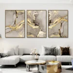 Marble Beige Gold Abstract Wall Art Posters Luxury Canvas Painting Prints Pictures Modern Living Room Interior Home Decoration