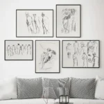 Retro Abstract Simple Black and White Pen Pencil Draw Line People Poster Canvas Paint Print Art Home Wall Decoration Frameless - Image 4