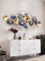 Golden 3D Flower Wall Hanging for Home Decoration, Living Room and Hotel Decor, Wall-Mounted Metal Art, Large Iron ArtCrafts - Image 6