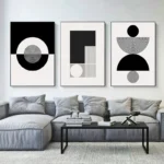 Abstract Modern Canvas Painting Art Geometrical Shapes Poster Black White Wall Art for Living Room Home Decoration Mural