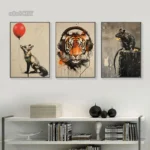 Banksy Graffiti Art Posters Animals Tiger Wolf Panda with Balloon Street Wall Art Canvas Painting Abstract Pop Art Home Decor - Image 4