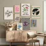 Simplicity Vintage Pink Cartoon Print Canvas Posters Wall Art Poster Home Decor Canvas Print Painting Living Room Bedroom Decor - Image 4