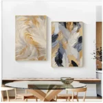 Scandinavian Abstract Golden Feather Nordic Poster Canvas Painting Wall Art Pictures Home Living Room Decor Gift