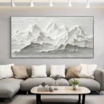 Modern Minimalist Mountain Relief Art Posters Prints 3D White Texture Mountain Landscape Canvas Painting Simple Wall Home Decor - Image 2
