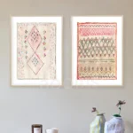 Moroccan Rug Watercolor Art Print Blush Pink Rug Painting Canvas Poster Modern Boho Wall Picture Morocco Travel Gift Home Decor - Image 5
