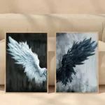 2PCS/Sets Black White Angel Wings Posters Canvas Painting Prints Abstract Vintage Wall Art for Living Room Home Decor Unframed