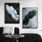 2PCS/Sets Black White Angel Wings Posters Canvas Painting Prints Abstract Vintage Wall Art for Living Room Home Decor Unframed - Image 3