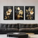 Luxury Black Golden Plant Leaf Canvas Poster Print Modern Home Abstract Wall Art Painting Living Room Decor Gift - Image 2