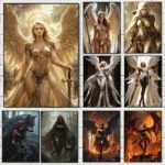 Abstract Fantasy Art Battle Angel Sexy Demon Fashion Posters Prints Canvas Painting Wall Art Picture Living Room Home Decor