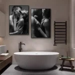 Black White Sexy Lovers Wall Art Canvas Painting Erotic Sensual Art Pictures Print Wall Posters Modern Home Bedroom Living Room - Image 2