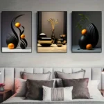 3pcs/set Abstract Canvas Print Posters Three-dimensional Sculpture Ceramic Wall Art Poster Living Room Bedroom Bathroom Decor