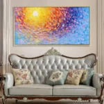 Abstract Colorful Sun Halo Canvas Painting Modern Aesthetic Large Size Sunrise Posters Prints Boho Living Room Office Home Decor