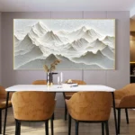 Modern Minimalist Mountain Relief Art Posters Prints 3D White Texture Mountain Landscape Canvas Painting Simple Wall Home Decor