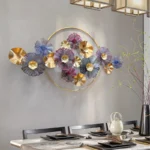 Golden 3D Flower Wall Hanging for Home Decoration, Living Room and Hotel Decor, Wall-Mounted Metal Art, Large Iron ArtCrafts - Image 2