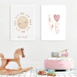 Bohemian Style Rainbow Series Canvas Painting Pink Sun Love Heart Cosy Wall Art Girls Bedroom Trend Decoration Unframed Poster - Image 4