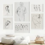 Retro Abstract Simple Black and White Pen Pencil Draw Line People Poster Canvas Paint Print Art Home Wall Decoration Frameless - Image 3