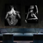 Black White Sexy Lovers Wall Art Canvas Painting Erotic Sensual Art Pictures Print Wall Posters Modern Home Bedroom Living Room - Image 3