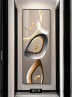 Golden Abstract Deer Feather Canvas Art Luxury Geometric Leaf Wall Decor for Living Room and Porch - Image 2